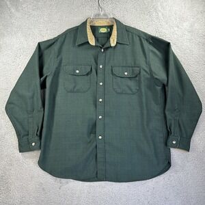 Vintage Cabelas Shirt Mens XL Green Glen Check Flannel Hunting Cabin Made in USA